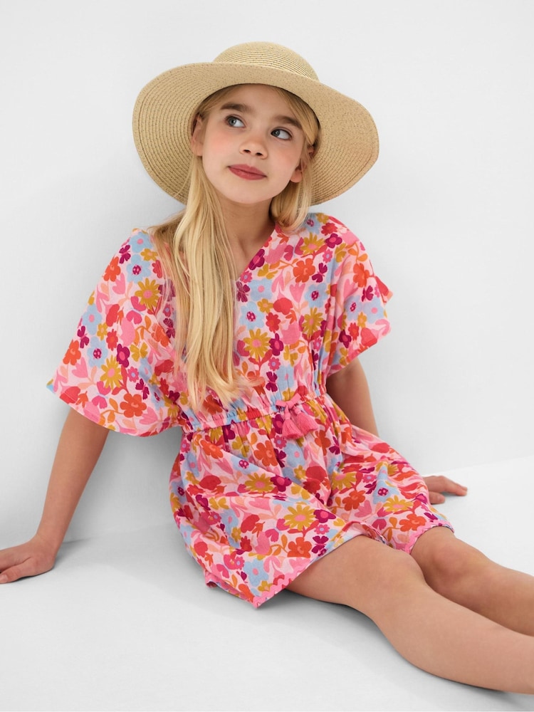 Angels By Accessorize Pink Floral Print Kaftan - Image 1 of 1 Angels By Accessorize Pink Floral Print Kaftan - Image 1 of 1
