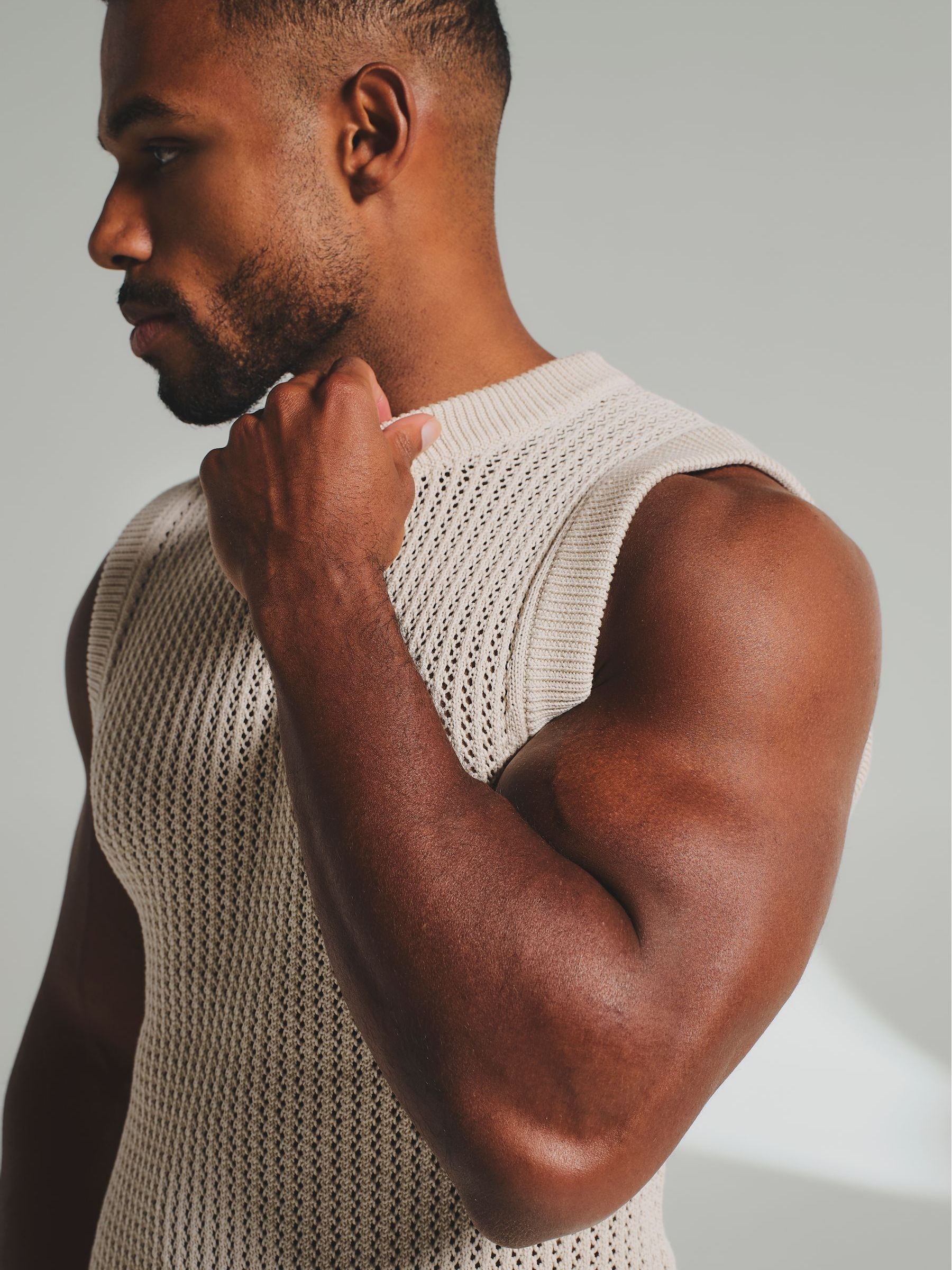 Buy Tailored Athlete Natural Muscle Fit Crochet Knitted Vest from