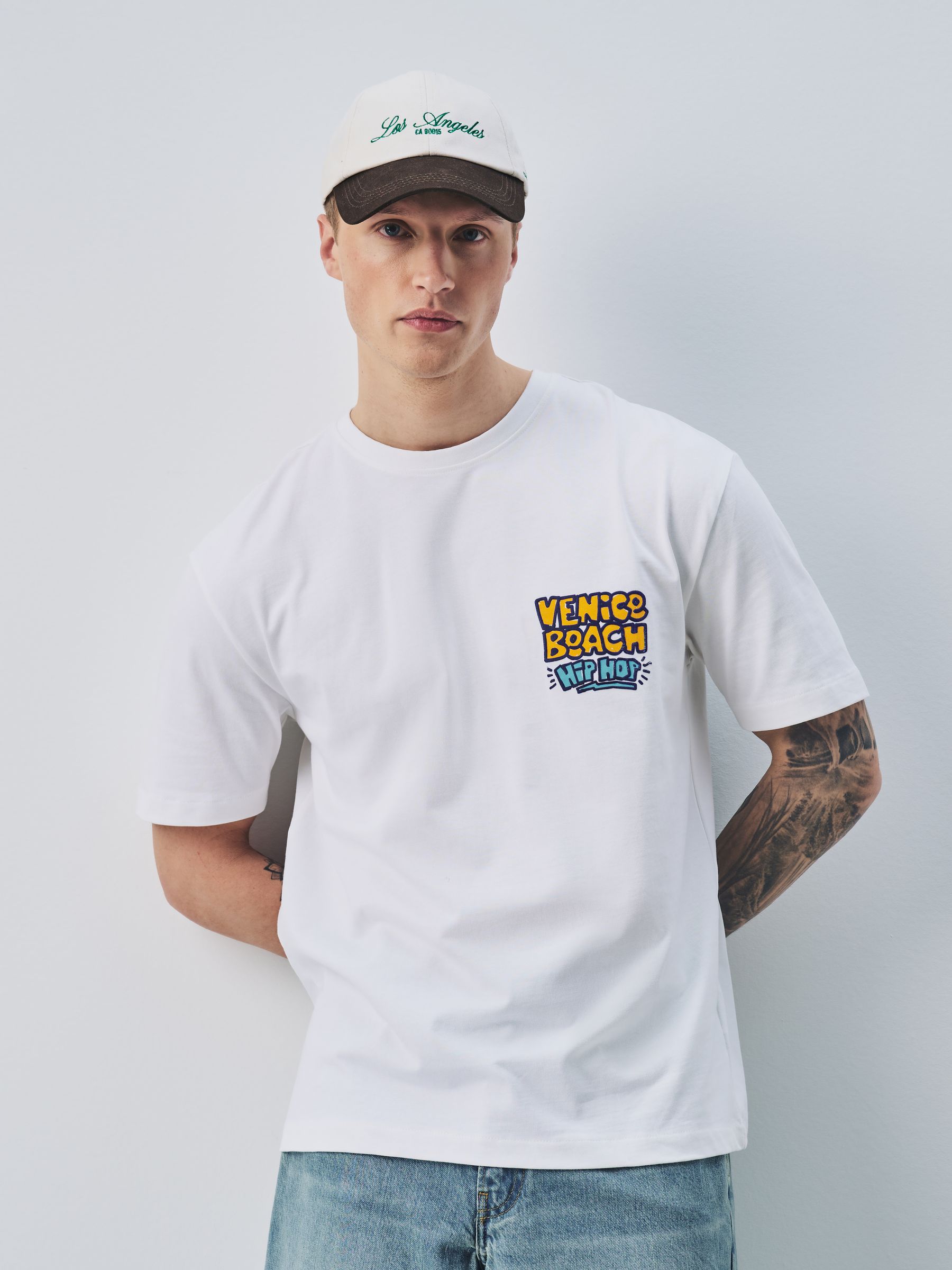 Buy White Venice Beach Relaxed Fit Graphic Print Heavy Weight T