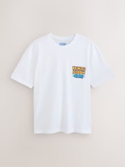 צבע לבן בעיטור של Venice Beach - גזרה רפויה - חולצת טי עבה עם הדפס גרפי - תמונה 5 מתוך 8