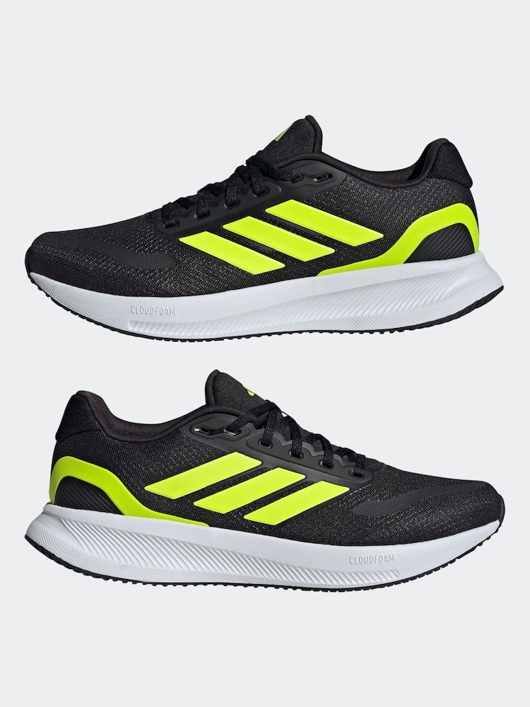 adidas Black/Yellow Runfalcon 5 Running Trainers - Image 4 of 9
