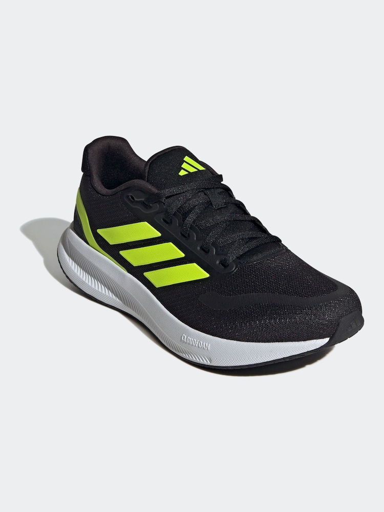 adidas Black/Yellow Runfalcon 5 Running Trainers - Image 6 of 9