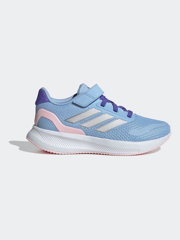 adidas Blue/Pink Kids Runfalcon 5 Trainers - Image 1 of 9