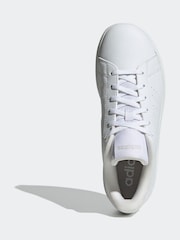 adidas White Ecru Kids Advantage Base 2.0 Trainers - Image 3 of 8