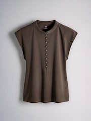 The Set 3 Pack Mandarin Collar Shirts Black/Cream/Brown - Image 6 of 10