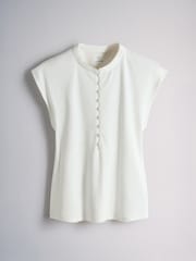 The Set 3 Pack Mandarin Collar Shirts Black/Cream/Brown - Image 8 of 10