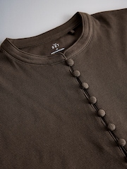 The Set 3 Pack Mandarin Collar Shirts Black/Cream/Brown - Image 9 of 10