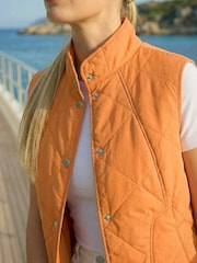 Roman Orange Diamond Quilted Funnel Neck Gilet - Image 4 of 4