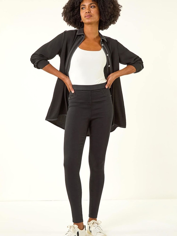 Roman Black Shape Cotton Blend Stretch Denim Leggings - Image 2 of 5