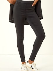 Roman Black Shape Cotton Blend Stretch Denim Leggings - Image 4 of 5