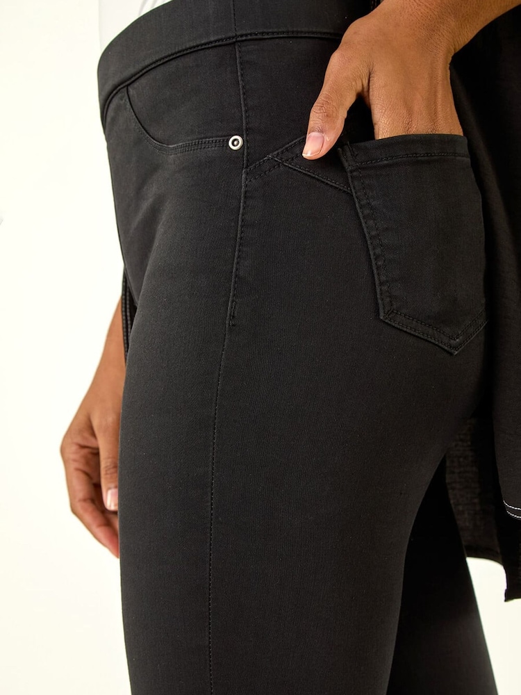 Roman Black Shape Cotton Blend Stretch Denim Leggings - Image 5 of 5