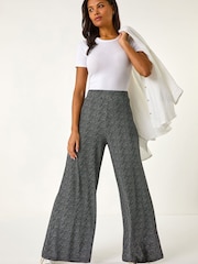 Roman Black Spot Print Wide Leg Trousers - Image 2 of 5
