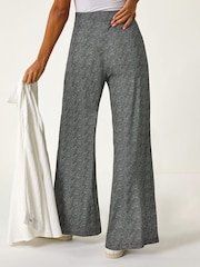 Roman Black Spot Print Wide Leg Trousers - Image 3 of 5
