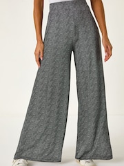 Roman Black Spot Print Wide Leg Trousers - Image 4 of 5