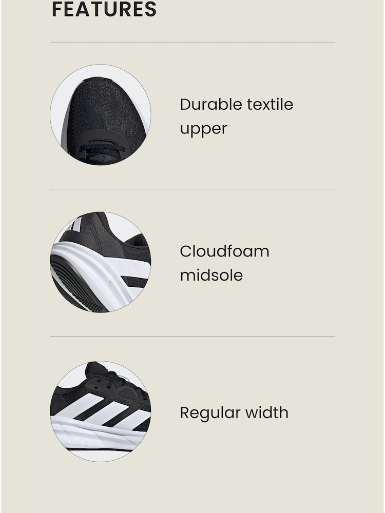 adidas Black/white Galaxy 7 Running Trainers - Image 3 of 17