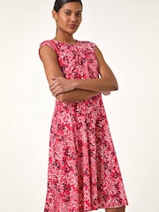 Roman Pink Ditsy Floral Keyhole Twist Dress - Image 2 of 5