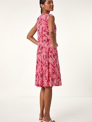 Roman Pink Ditsy Floral Keyhole Twist Dress - Image 3 of 5