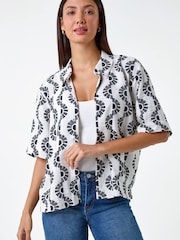 Roman Geometric Print Button Shirt - Imagen 1 de 5