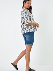 Roman Geometric Print Button Shirt - Imagen 3 de 5