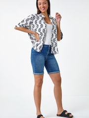 Roman Geometric Print Button Shirt - Imagen 4 de 5