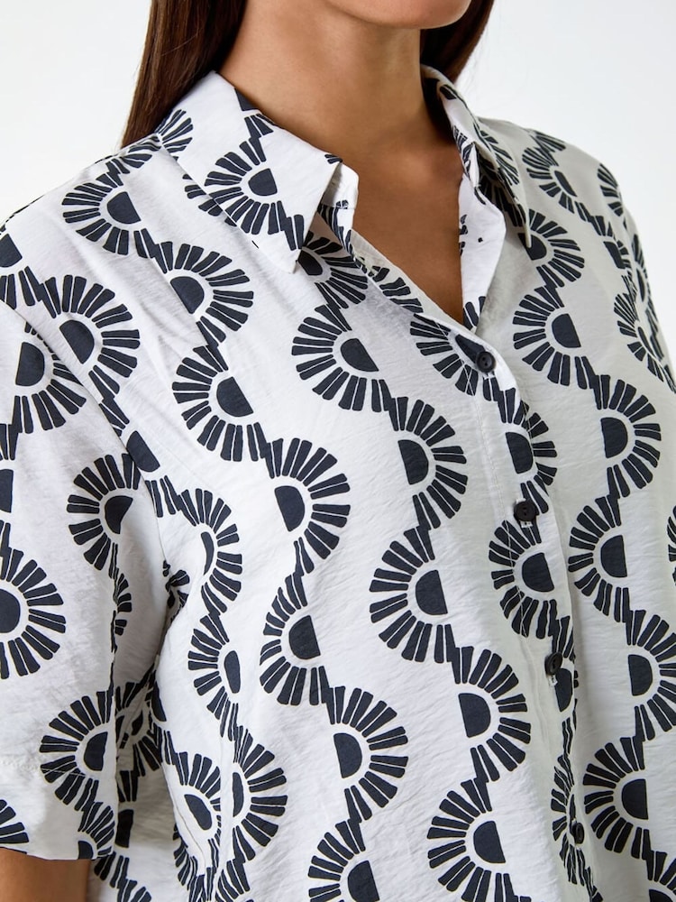 Roman Geometric Print Button Shirt - Imagen 5 de 5
