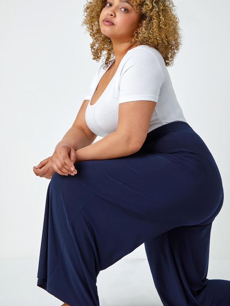Roman Blue Curve Wide Leg Trousers - Image 2 of 5 Roman Blue Curve Wide Leg Trousers - Image 2 of 5