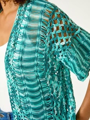 Roman Blue Space Dye Knit Cardigan - Image 5 of 5