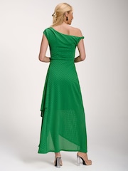 Jolie Moi Green Textured Asymmetric One Shoulder Maxi Dress - Image 2 of 6