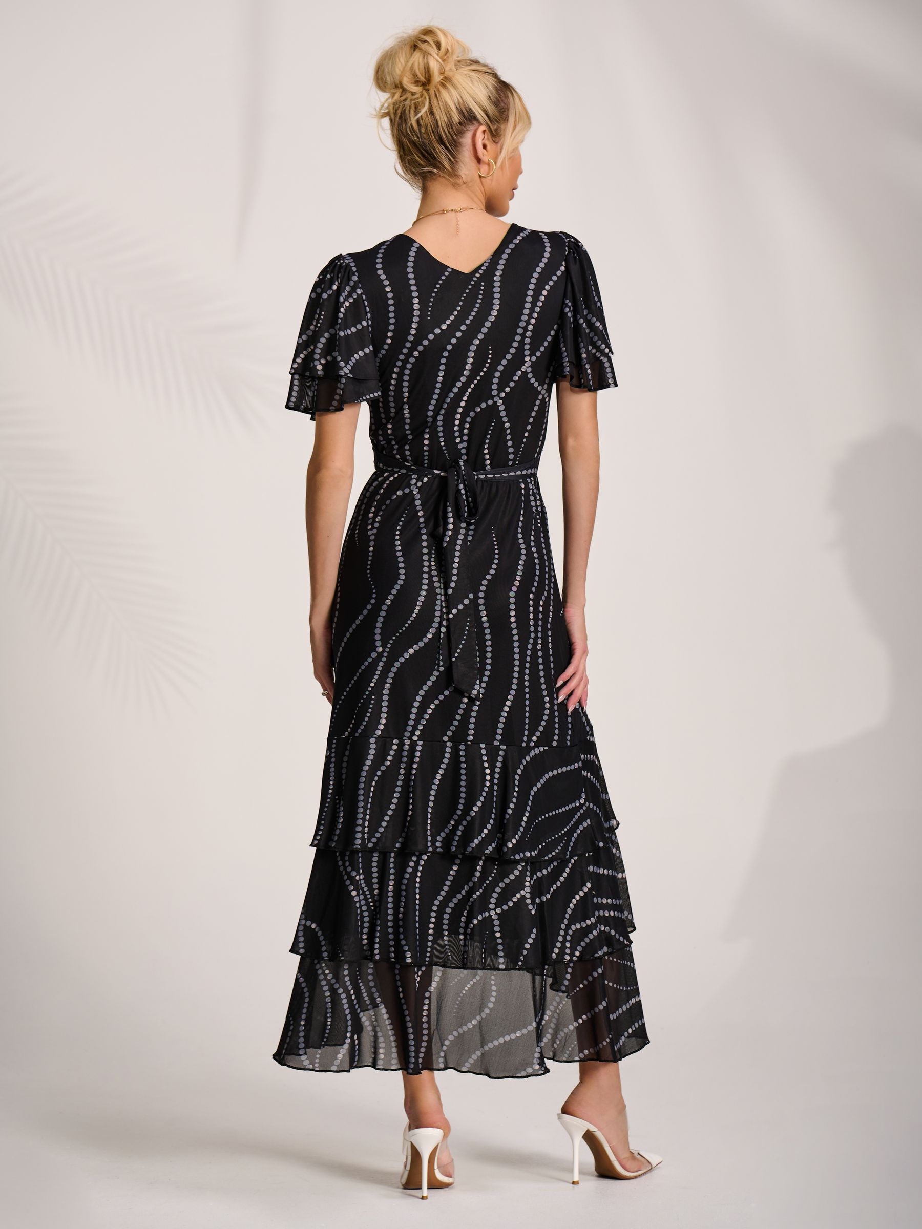 Buy Jolie Moi Black Angel Sleeve Mesh Midaxi Dress from the Next