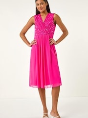 Roman Pink Bead Embellished Dress - Image 1 of 5
