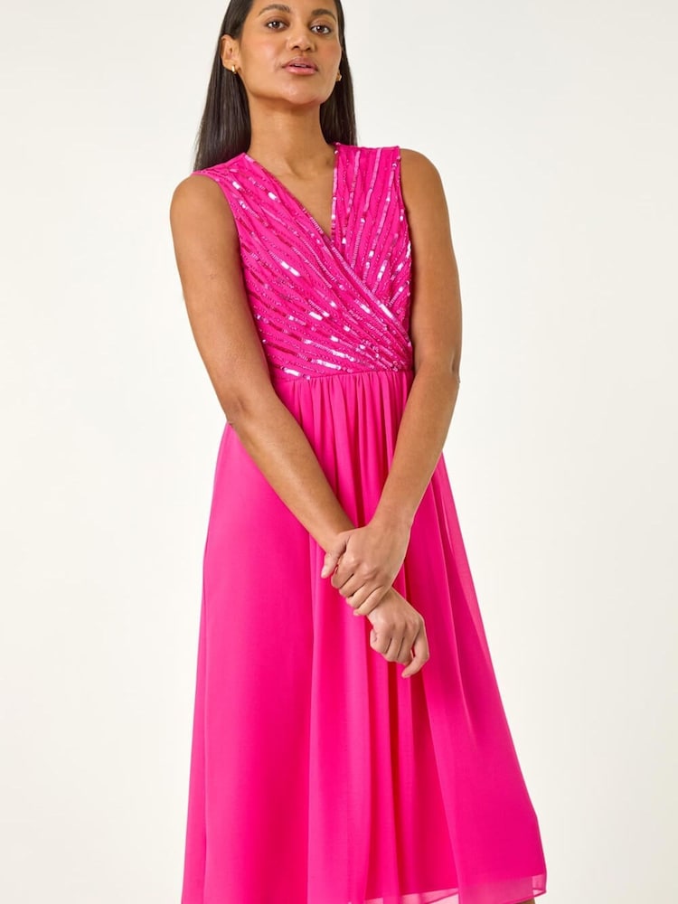 Roman Pink Bead Embellished Dress - Image 2 of 5