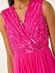 Roman Pink Bead Embellished Dress - Image 5 of 5