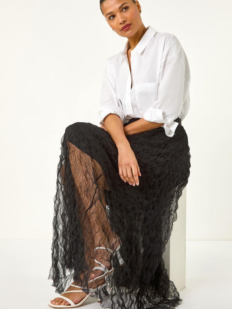 Roman Black Textured Mesh Skirt - Image 2 of 5 Roman Black Textured Mesh Skirt - Image 2 of 5