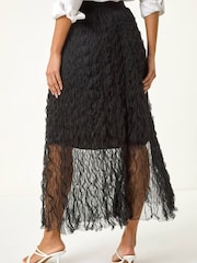 Roman Black Textured Mesh Skirt - Image 4 of 5