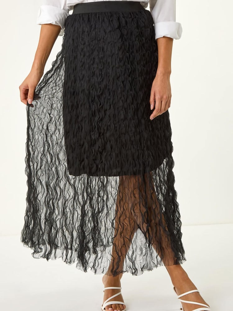 Roman Black Textured Mesh Skirt - Image 5 of 5 Roman Black Textured Mesh Skirt - Image 5 of 5
