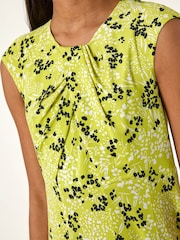 Roman Lime Green Ditsy Floral Keyhole Twist Dress - Image 5 of 5