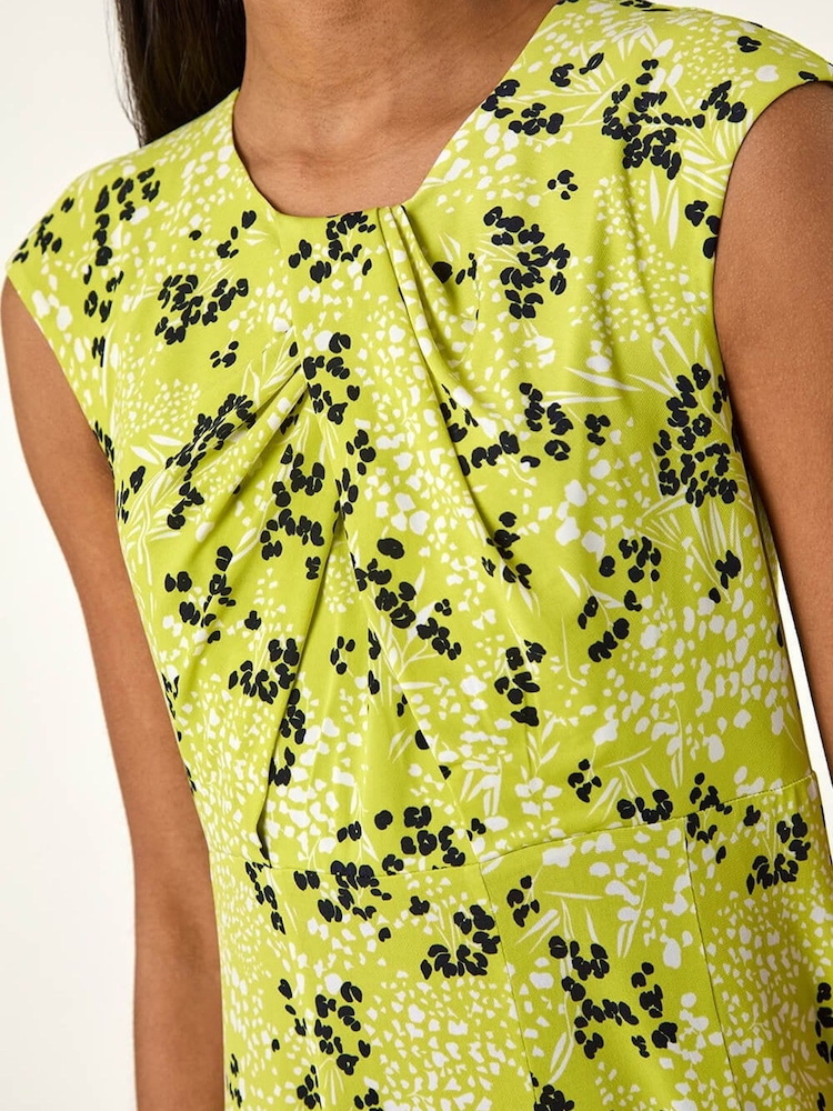 Roman Lime Green Ditsy Floral Keyhole Twist Dress - Image 5 of 5 Roman Lime Green Ditsy Floral Keyhole Twist Dress - Image 5 of 5