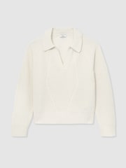 Cream - Reiss pulover iz volne in kašmirja s pletenim detajlom Reiss Lindy - Slika 2 iz 7