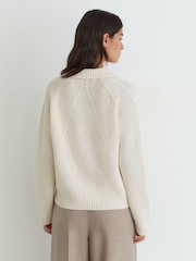 Cream - Reiss pulover iz volne in kašmirja s pletenim detajlom Reiss Lindy - Slika 6 iz 7