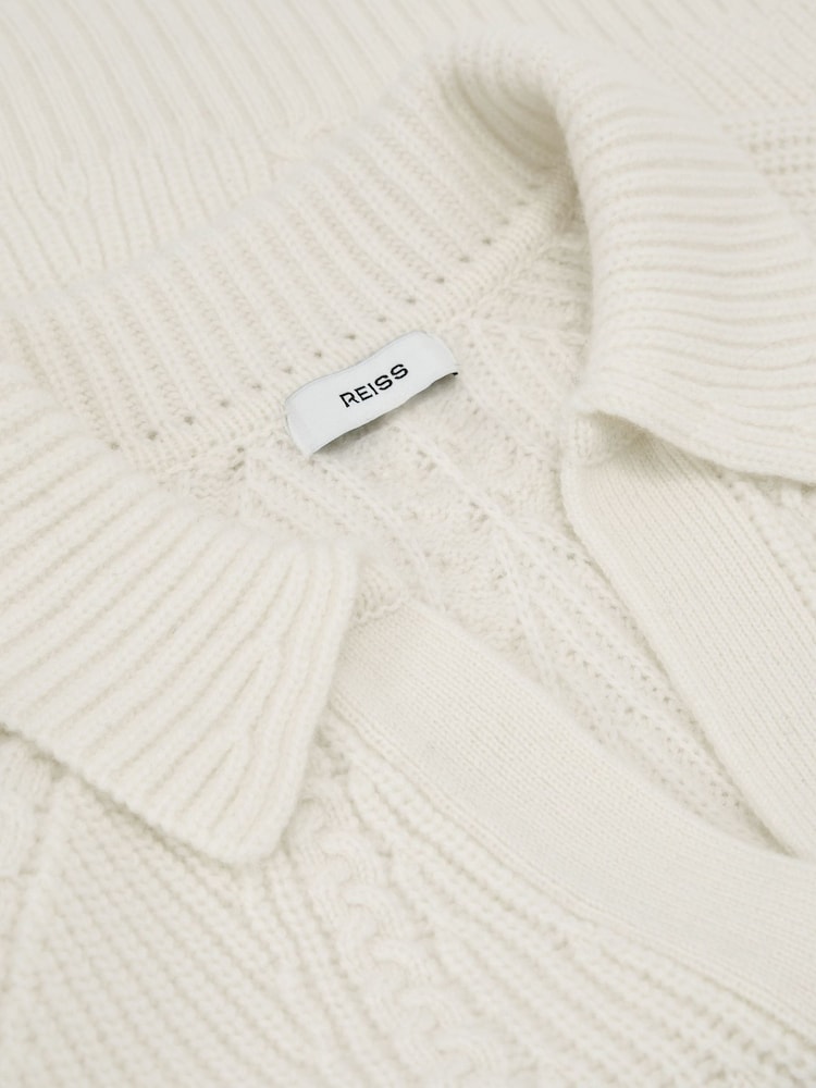 Cream - Reiss pulover iz volne in kašmirja s pletenim detajlom Reiss Lindy - Slika 7 iz 7 Cream - Reiss pulover iz volne in kašmirja s pletenim detajlom Reiss Lindy - Slika 7 iz 7