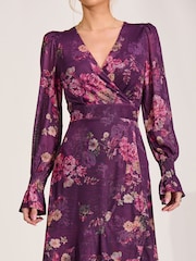 Púrpura - Vestido largo de malla de manga larga Jolie Moi - Imagen 6 de 6