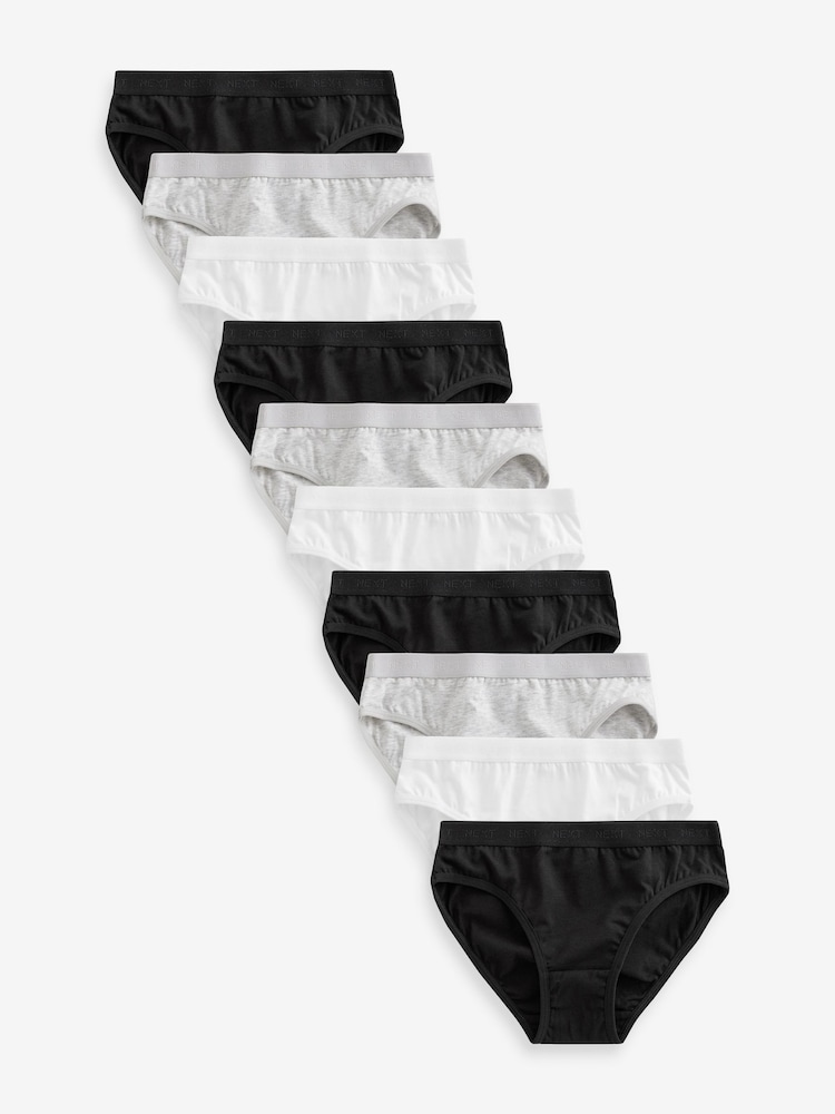 Monochrome Bikini Briefs 10 Pack (5-16yrs) - Image 1 of 6