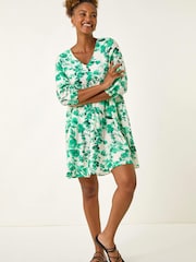 Roman Green Floral Print Smock Dress - Image 1 of 5