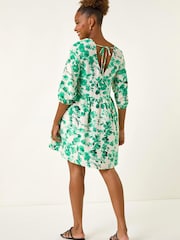 Roman Green Floral Print Smock Dress - Image 3 of 5