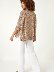 Roman Natural Animal Print Relaxed Blouse - Image 3 of 5