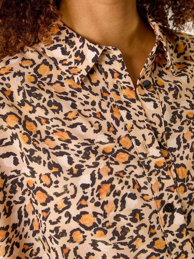 Roman Natural Animal Print Relaxed Blouse - Image 5 of 5