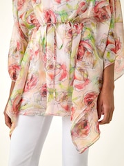 Roman Red Floral Print Kimono Top - Image 5 of 5