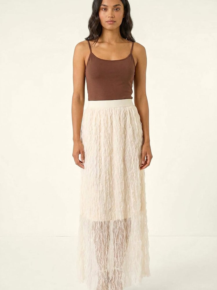 Roman Natural Textured Mesh Skirt - Image 2 of 5 Roman Natural Textured Mesh Skirt - Image 2 of 5
