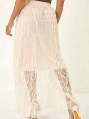 Roman Natural Textured Mesh Skirt - Image 4 of 5