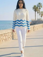 Roman White Chevy Pointelle Knit Jumper - Image 3 of 4